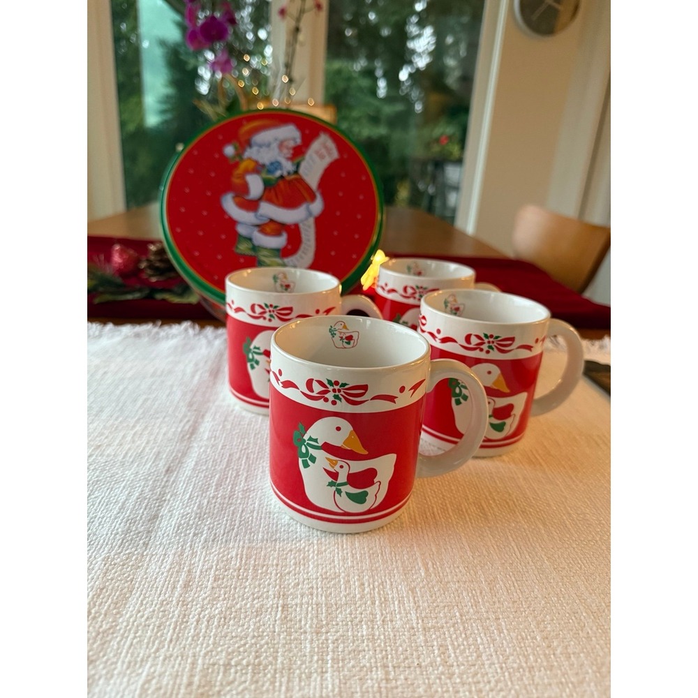 Vintage Himark Christmas geese mug set.